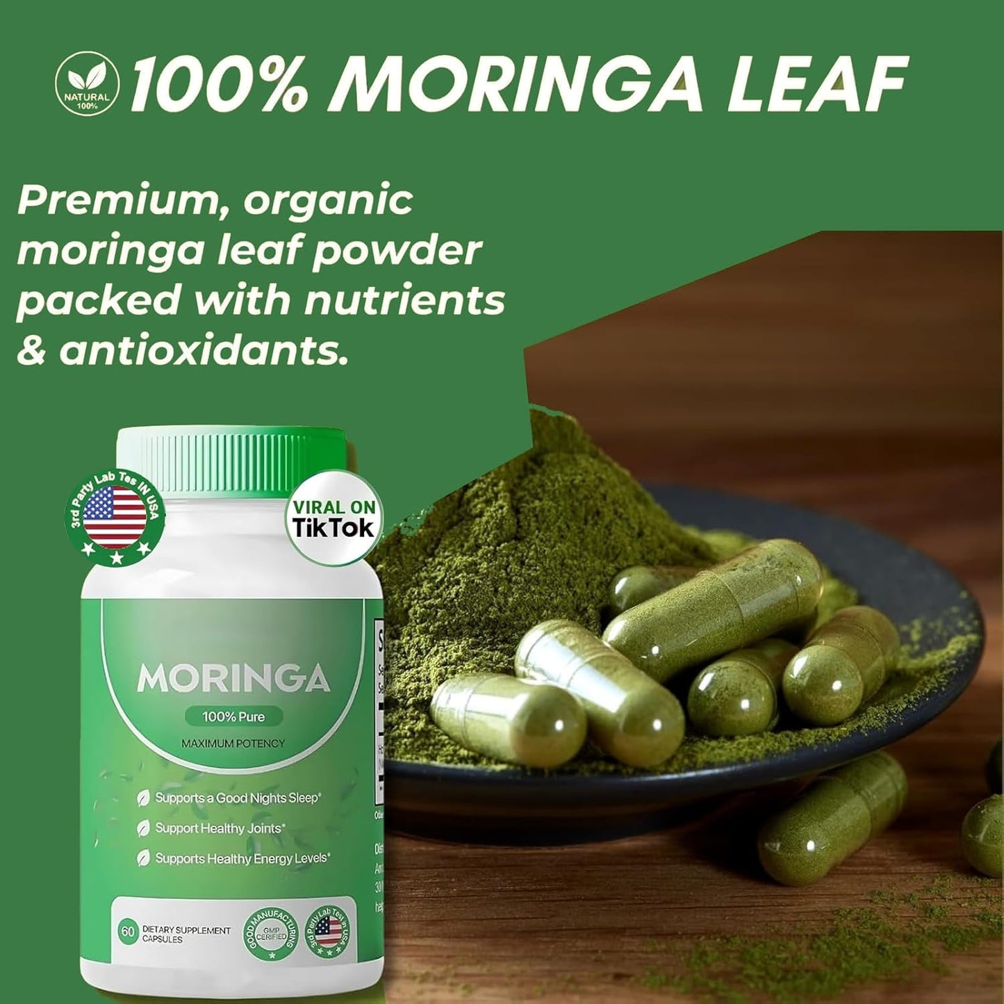 🎄 Christmas Sale 🎁 Moringa Powder Capsules – Boost Immunity, Improve Sleep, and Enhance Overall Health!